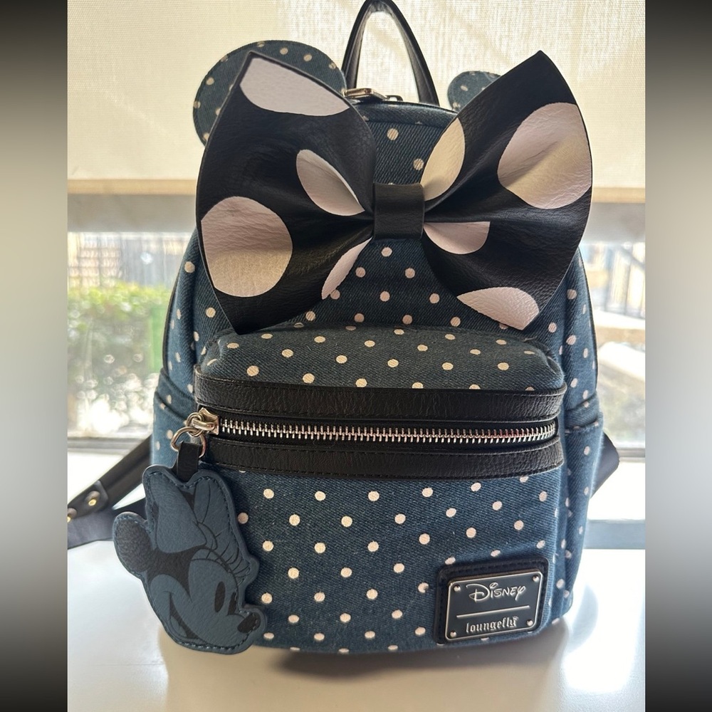 Denim polka dot minnie loungefly